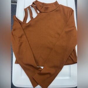 Caged, Off Shoulder Top, Brown